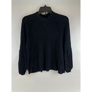 White Willow Shirt Women's Size Small Black Long Sleeve Pullover Mock Neck Knit